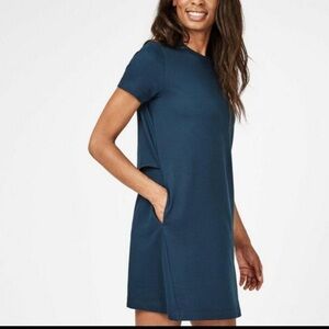 Sweaty Betty meditate mini dress in beetle blue